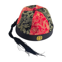 Chinese black and red braided hat (d-20, h-13 cm)