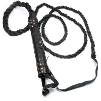 Black leather whip (whole 235cm, handle 27cm)