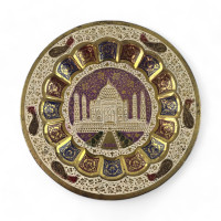 Тарелка бронзовая настенная белая " Тадж Махал" ( d-18; h-1 см)
