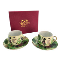Porcelain set (2SCS77) 2 cups + 2 saucers "Girl" (110 ml) (h-5.2 cm, d-5.3 cm, saucer d-11 cm)