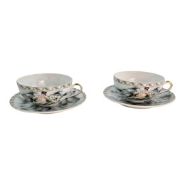 Сервиз фарфор (160 мл)(2SBS174) 2 чашки +2 блюдца "Китаянка" (h-4,5см, d-9,5см d блюдца-13,5 см)