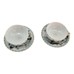 Сервиз фарфор (160 мл)(2SBS174) 2 чашки +2 блюдца "Китаянка" (h-4,5см, d-9,5см d блюдца-13,5 см)