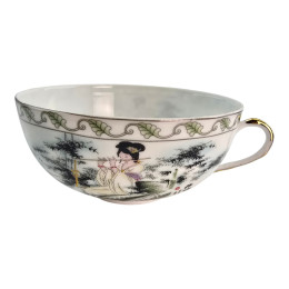 Сервиз фарфор (160 мл)(2SBS174) 2 чашки +2 блюдца "Китаянка" (h-4,5см, d-9,5см d блюдца-13,5 см)