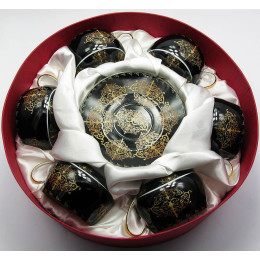 Сервіз круглий порцеляна (210 мл)(6BCS1398) 6 чашок+ 6 блюдець "Чорний"