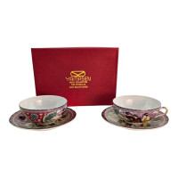 Сервиз фарфор (150 мл)(2SBS114) 2 чашки +2 блюдца "Фиолетовый" (h-4,5см, d-9,5см d-блюдца-13,5 см)