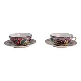 Porcelain set (150 ml) (2SBS114) 2 cups + 2 saucers "Purple" (h-4.5 cm, d-9.5 cm, d-saucers-13.5 cm)