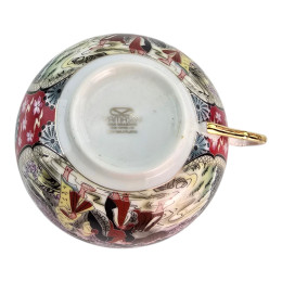 Porcelain set (150 ml) (2SBS114) 2 cups + 2 saucers "Purple" (h-4.5 cm, d-9.5 cm, d-saucers-13.5 cm)