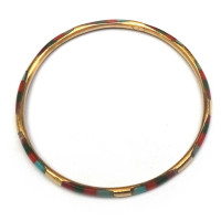Copper bracelet with red-green-blue bone inserts (d-7 cm, width 4 mm)