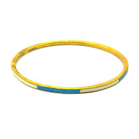 Copper bracelet with white-blue bone inserts (d-7 cm, width 4 mm)