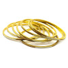 Copper bracelet with white and gold bone inserts (d-7 cm, width 4 mm)