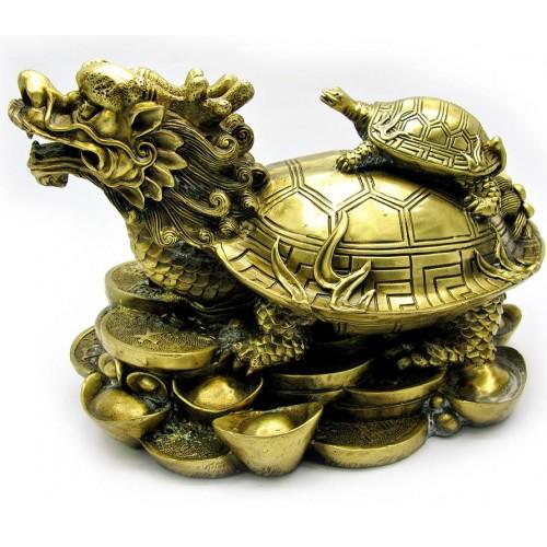 Статуэтка "Черепаха дракон на монетах" бронза (Д36*Ш23,5*В24/см)