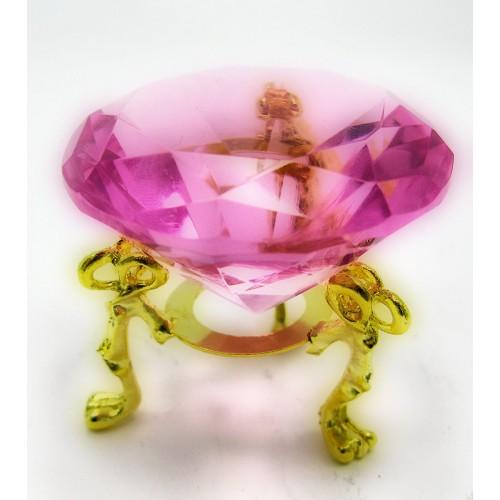 Кристалл хрустальный на подставке розовый (5 см)