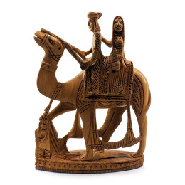 Camel with riders wooden carved