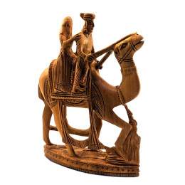 Camel with riders wooden carved