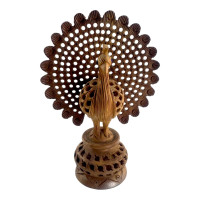 DISCOUNT: Carved Wooden Peacock (15x11x5cm)