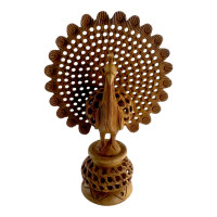 DISCOUNT: Carved Wooden Peacock (15x11x5cm)