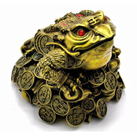 Статуэтка "Жаба на монетах" бронза (Д23*Ш19,5*В15/см)