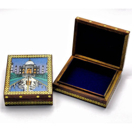 Скринька рожеве дерево з малюнком з каменів (14х11 см)