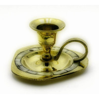 Candlestick with handle bronze with mother of pearl