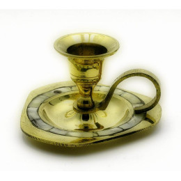 Свічник із ручкою бронзовий з перламутром