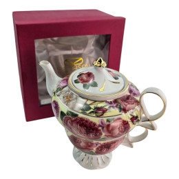 Porcelain set (3TA3108-6) 1 teapot + 1 cup "Roses" (200/400 ml cup/teapot)