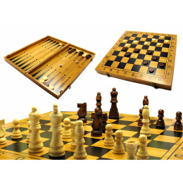 Backgammon+chess+checkers bamboo (40*20 cm)