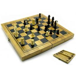 Backgammon+chess+checkers bamboo (24x12 cm)