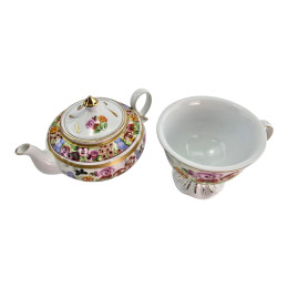 Porcelain set (3TA1293) 1 teapot + 1 cup "Violets" (200/400 ml cup/teapot)