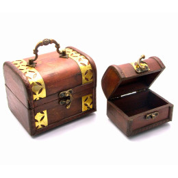 Wood chests with copper inserts (set of 2 pcs) (11x12x16 cm, 8x8x12 cm)