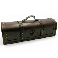 Bottle case (wood with leather) (35x12x12 cm)