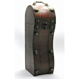 Case for a bottle "Figured" (wood with leather) (34x11x12 cm)