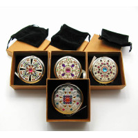 Зеркальце косметическое "Орнамент с камнями" (в коробке + чехольчик)