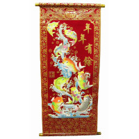 Панно красное "9 Рыб" (80х30CM )