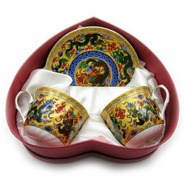 Сервиз фарфор (2HE1007-4) 2 чашки +2 блюдца "Драконы" (160мл)(h-6см,d-8см,d блюдца 14 см)