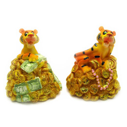 Тигр на собаці гроші (4 шт. / Вгору) (9 см) (W9135)