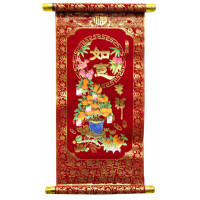 Панно красное "Мандариновое дерево" (40х20 см)