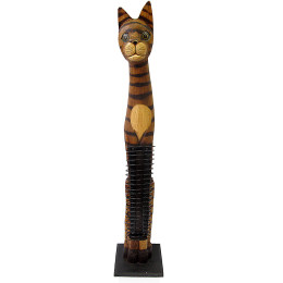 Cat wooden CD stand (100 cm) (Indonesia)