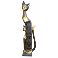 Cat with a kitten wooden CD stand (120 cm) (Indonesia)
