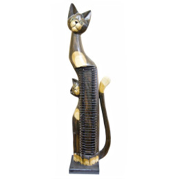 Кошка с котенком подставка под CD деревянная (120 см) (Индонезия)