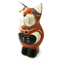 Статуэтка деревянная "Кот" (10 см) (Индонезия)