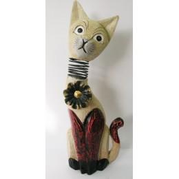 Статуэтка деревянная "Кот пружина" (50 см) (Индонезия)
