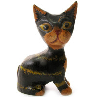 Статуэтка деревянная "Кот" (10 см) (Индонезия)
