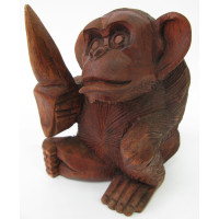 Мавпа з бананом дерев'яна (15 см) (Індонезія)