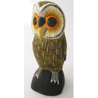 Сова дерев'яна розписна (15 см) (Індонезія)