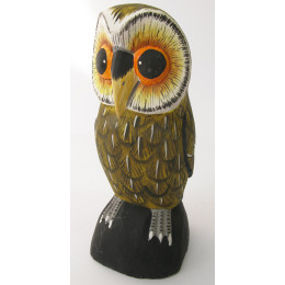 Сова дерев'яна розписна (15 см) (Індонезія)