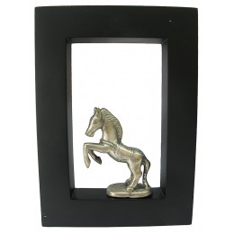 Картина с бронзовой фигурой "Лошадь"  (21x15) (Индонезия)
