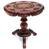 Стол резной с инкрустацией розовое дерево круглый (d-46 см h-47 см)B