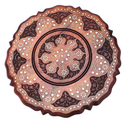 Стіл різьблений з інкрустацією рожеве дерево круглий (d-46 см h-47 см) B