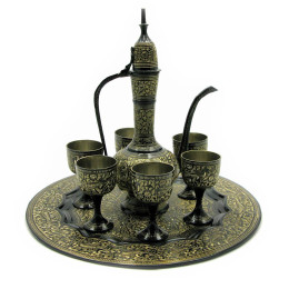 Сервіз бронзовий чорний (піднос, 6 чарок 80мл., Глечик) (26 см)