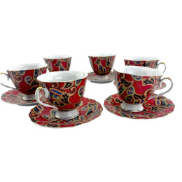 Price reduction Porcelain set (6ZE1049) 6 cups + 6 saucers "Red" (6 pcs. in a box)